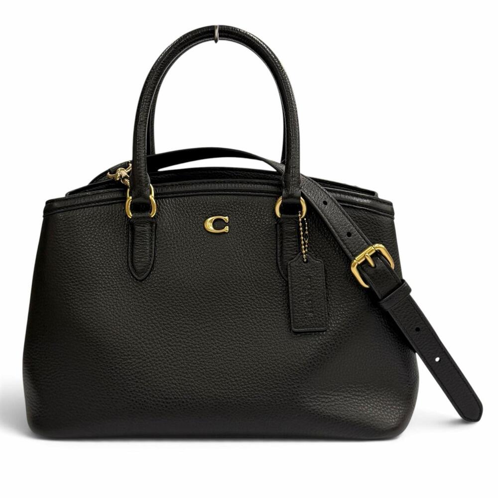 COACH CU024 Legacy Carryall 2-Way Leather Tote Bag/Shoulder Bag with Charm, B...